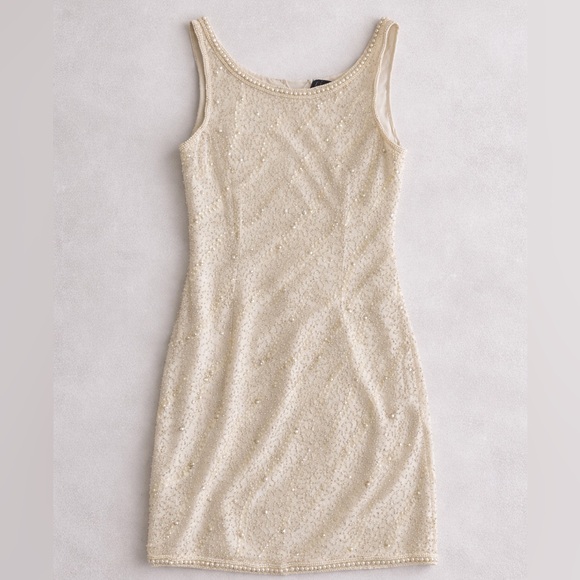Kharisma NY Paris London Vintage Silk Sequin Pearl Evening Mini